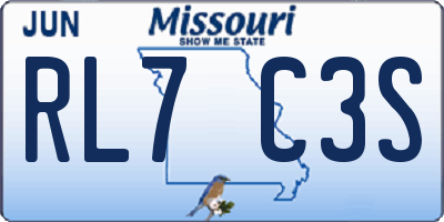 MO license plate RL7C3S