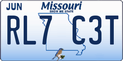 MO license plate RL7C3T