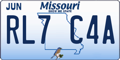 MO license plate RL7C4A