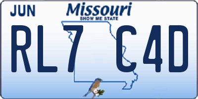 MO license plate RL7C4D