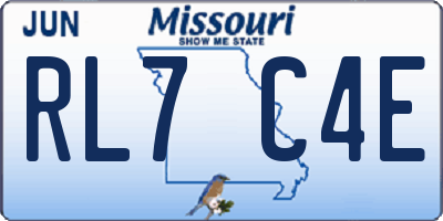 MO license plate RL7C4E