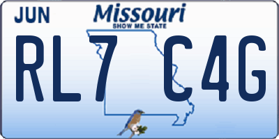 MO license plate RL7C4G