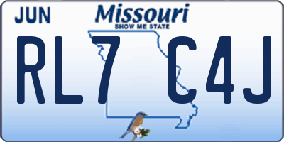MO license plate RL7C4J