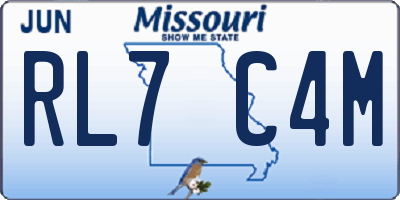 MO license plate RL7C4M