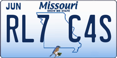 MO license plate RL7C4S