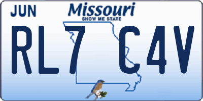 MO license plate RL7C4V