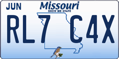MO license plate RL7C4X