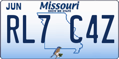 MO license plate RL7C4Z