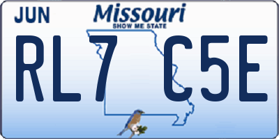 MO license plate RL7C5E