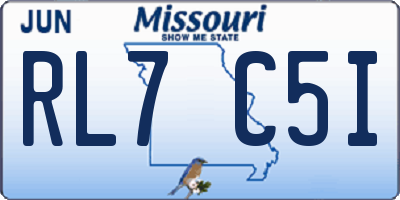 MO license plate RL7C5I