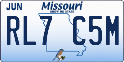 MO license plate RL7C5M