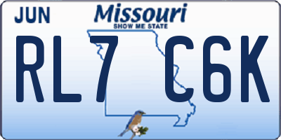 MO license plate RL7C6K