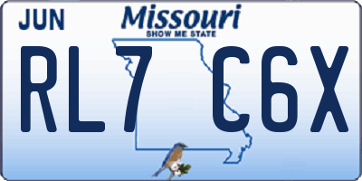 MO license plate RL7C6X