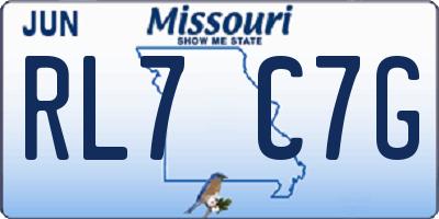 MO license plate RL7C7G