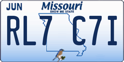 MO license plate RL7C7I