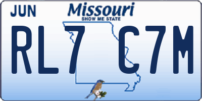 MO license plate RL7C7M