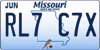 MO license plate RL7C7X