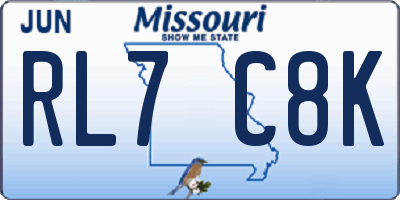 MO license plate RL7C8K