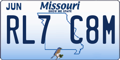 MO license plate RL7C8M