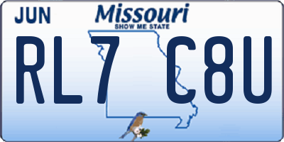 MO license plate RL7C8U