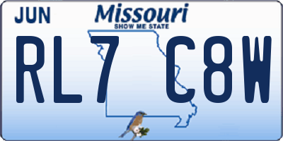 MO license plate RL7C8W