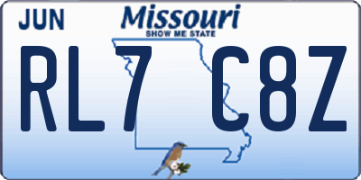MO license plate RL7C8Z
