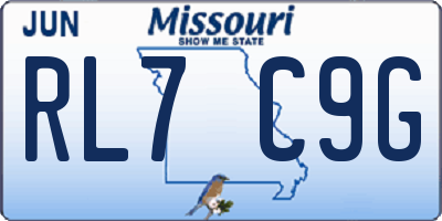 MO license plate RL7C9G