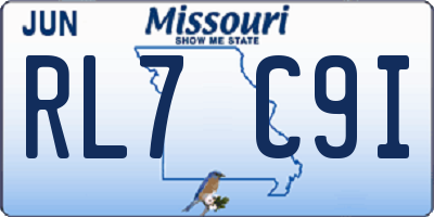 MO license plate RL7C9I