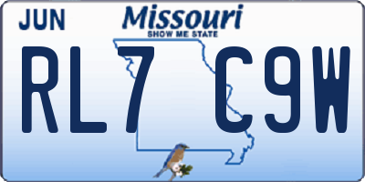 MO license plate RL7C9W