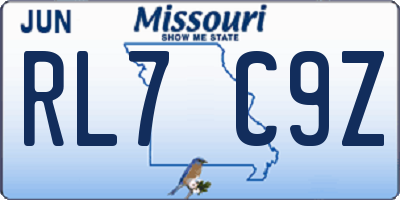 MO license plate RL7C9Z