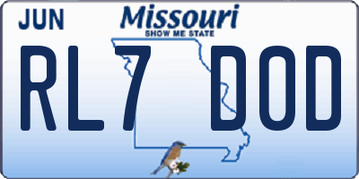 MO license plate RL7D0D
