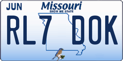 MO license plate RL7D0K
