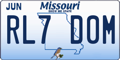 MO license plate RL7D0M