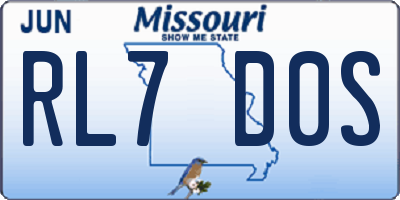 MO license plate RL7D0S