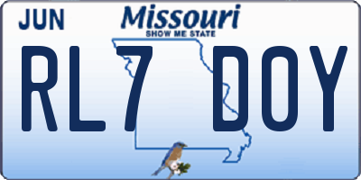 MO license plate RL7D0Y