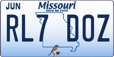 MO license plate RL7D0Z