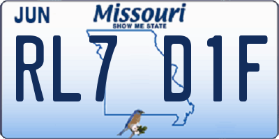 MO license plate RL7D1F