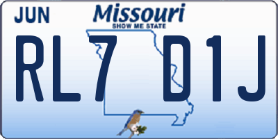 MO license plate RL7D1J