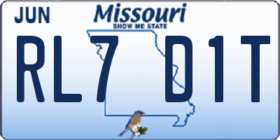 MO license plate RL7D1T