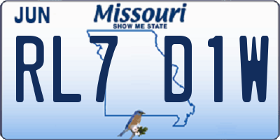 MO license plate RL7D1W
