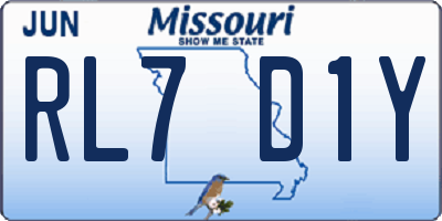 MO license plate RL7D1Y