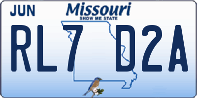 MO license plate RL7D2A