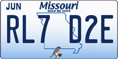 MO license plate RL7D2E
