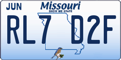 MO license plate RL7D2F