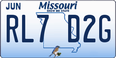 MO license plate RL7D2G