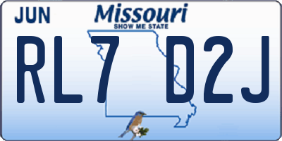 MO license plate RL7D2J