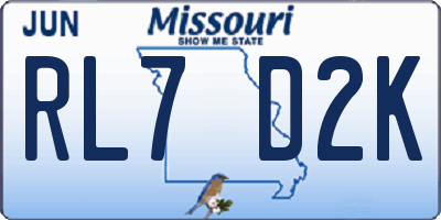 MO license plate RL7D2K