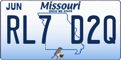 MO license plate RL7D2Q