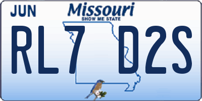 MO license plate RL7D2S
