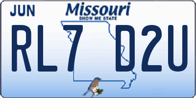MO license plate RL7D2U